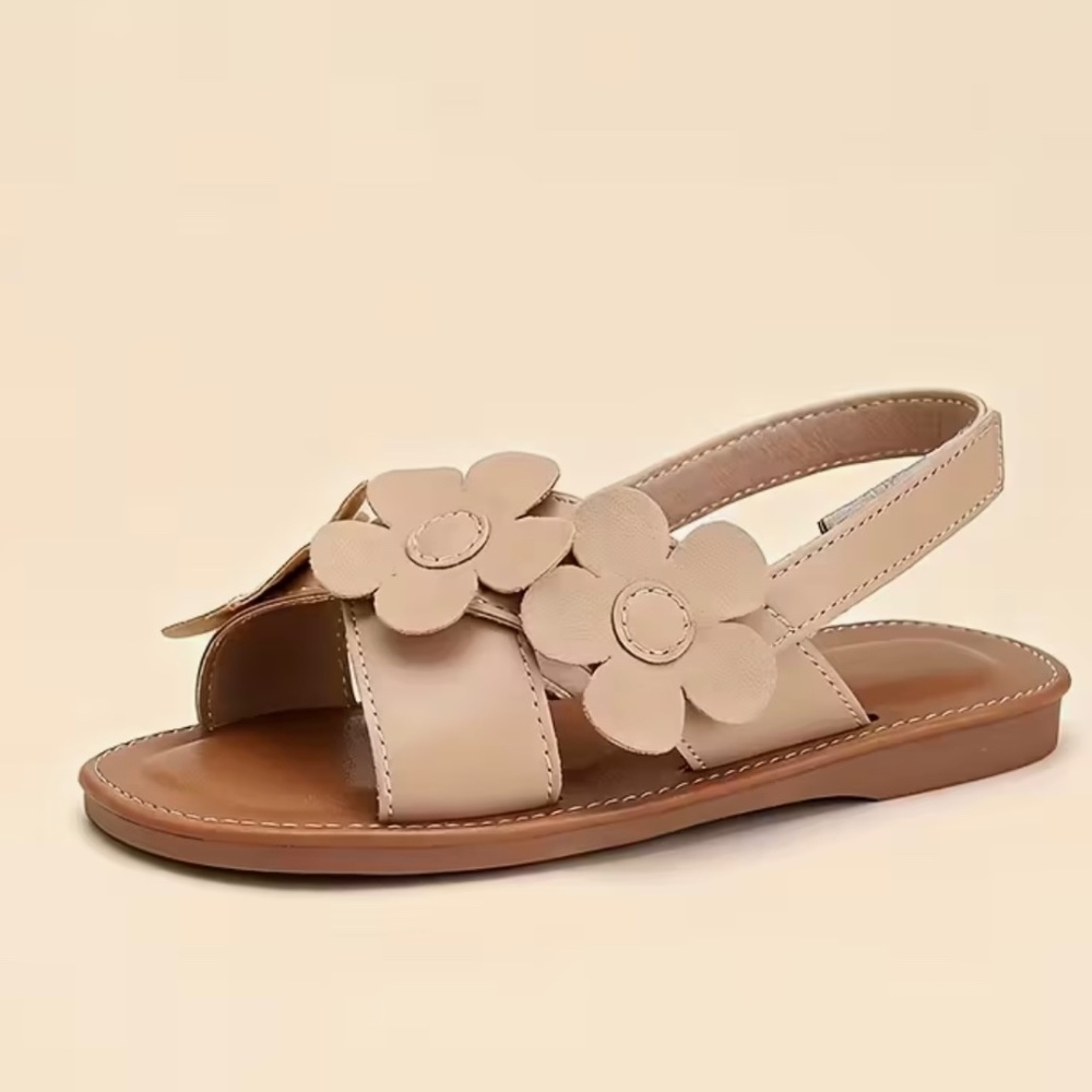 Girls' sandals with flowers and side touch - Picture 9 of 15